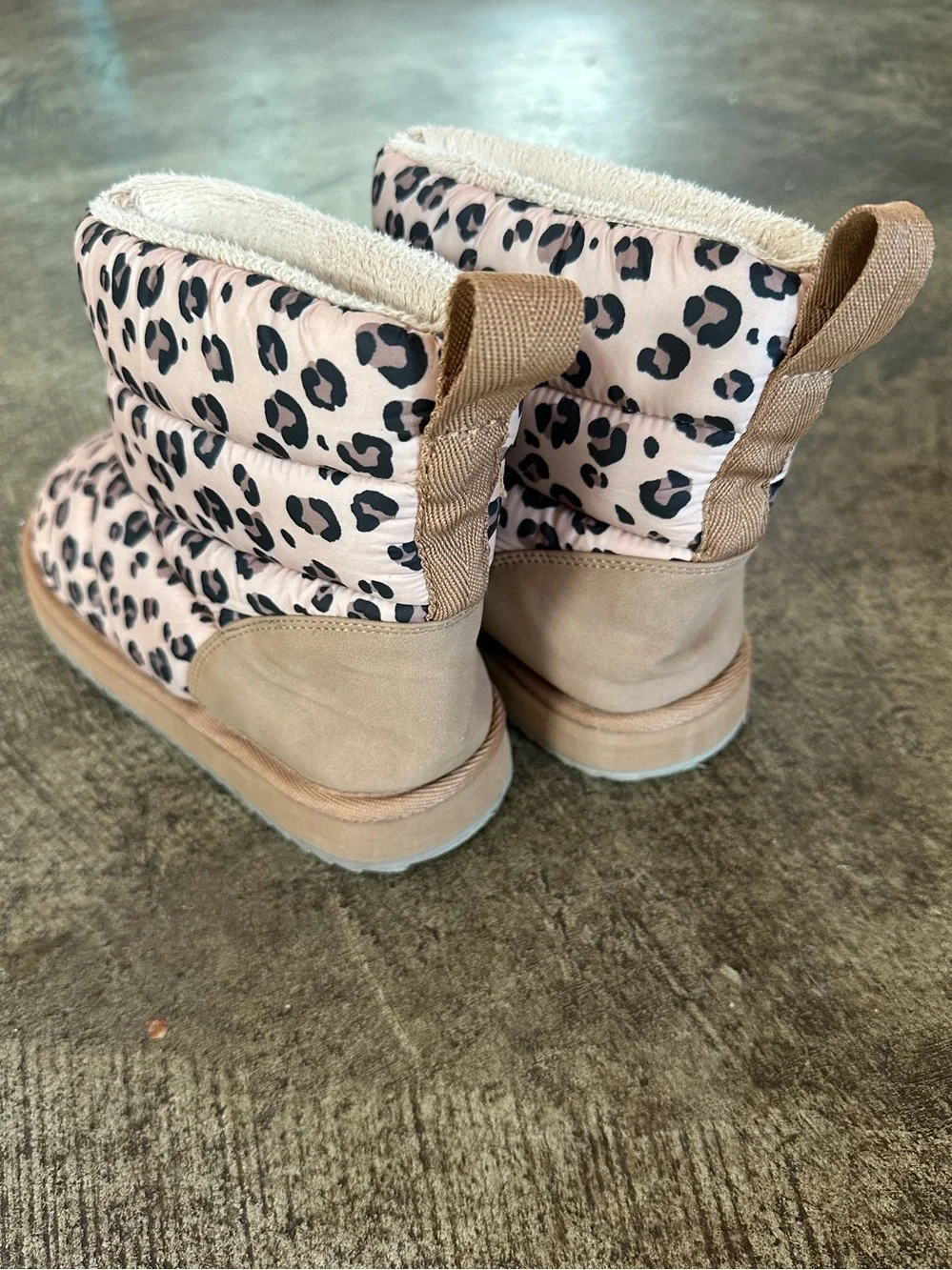 Leopard Print Puffer Kids Boots